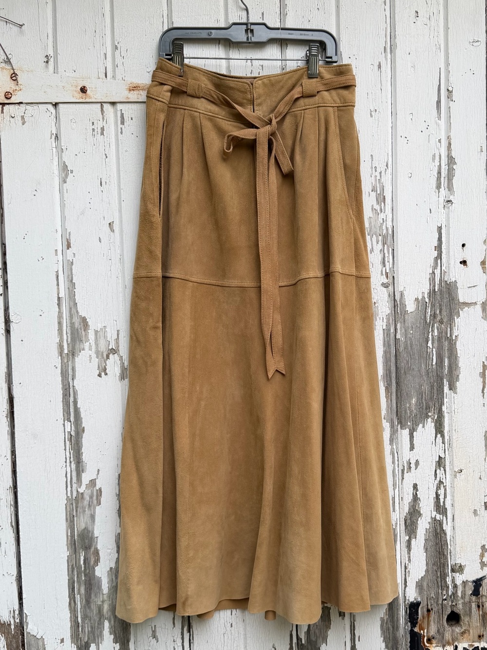 Ralph Lauren Polo Suede Midi Skirt 2 Tie Belt Flare